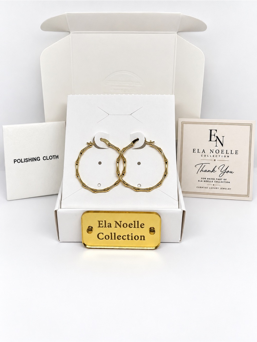 Ela Noelle Gold-Tone Bamboo Hoop Earrings